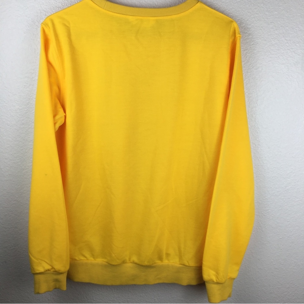 Goldish Yellow Women's Top with Orange Pumpkin Print Long Sleeve Size L - Picture 5 of 8
